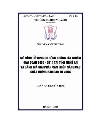 Luận án: Nguyên nhân tử vong do bệnh không lây nhiễm, HAY