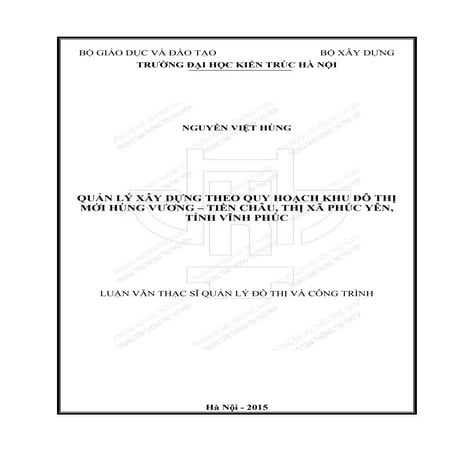 Luận văn: Xây dựng theo quy hoạch khu đô thị mới ở Vĩnh Phúc