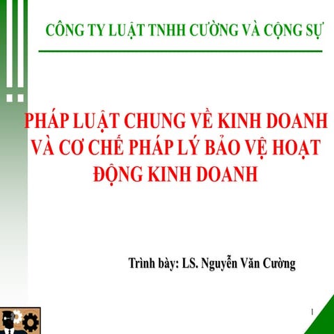 Viet Nam Investor's Day - PHÁP LUẬT CHUNG VỀ KINH DOANH VÀ CƠ CHẾ PHÁP LÝ BẢO...