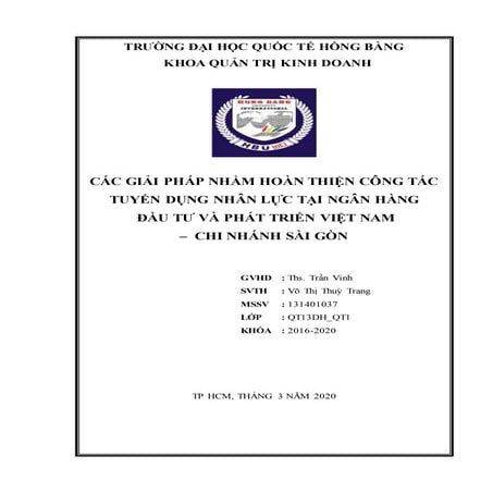 Hoàn thiện công tác tuyển dụng nhân lực tại ngân hàng BIDV chi nhánh sài gòn