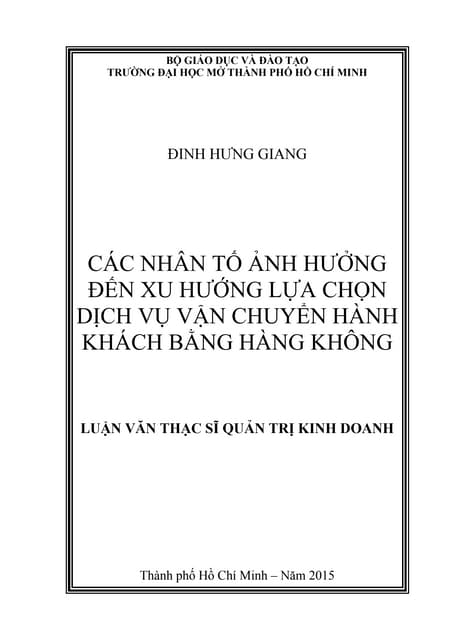 Nhân tố ảnh hưởng đến lựa chọn dịch vụ vận chuyển hành khách