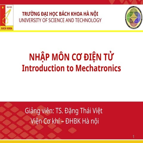 Bài giảng nhập môn Cơ điện tử, Chương 3 mon Co dien tu 3.pptx