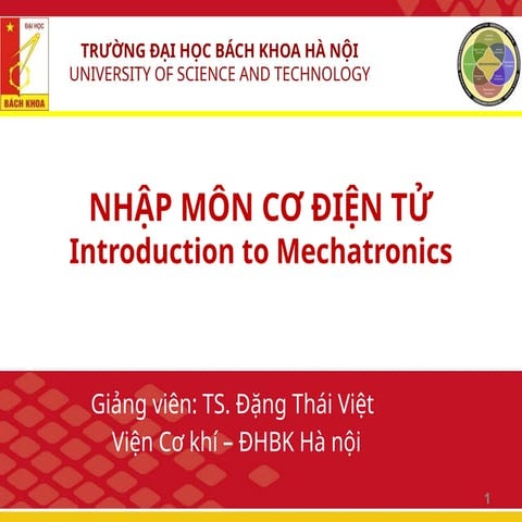 Bài giảng nhập môn Cơ điện tử, Chương 3 mon Co dien tu 3.pptx