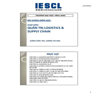 Nhập môn Quản Trị Logistics & Suppl...