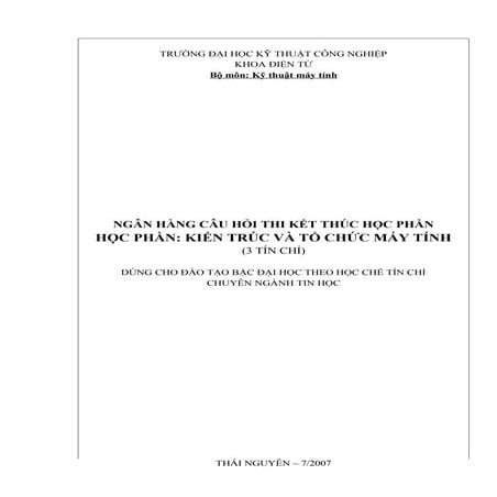 Ngân hàng câu hỏi kiến trúc máy tính
