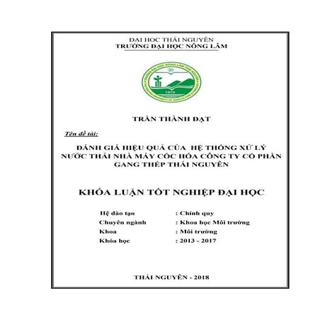 đáNh giá hiệu quả của hệ thống xử lý nước thải nhà máy cốc hóa công ty cổ phầ...