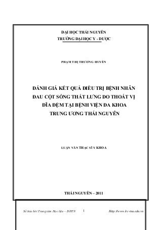 đáNh giá kết quả điều trị bệnh nhân đau cột sống thắt lưng do thoát vị đĩa đệm