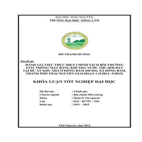 Đề tài  chính sách bồi thường giải phóng mặt bằng, ĐIỂM 8