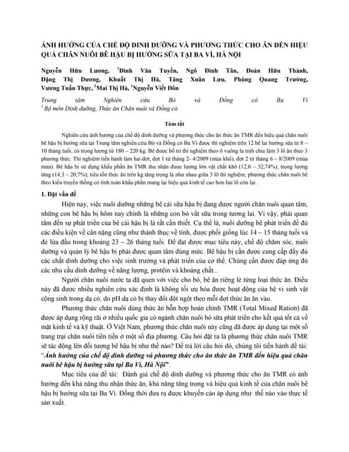 ảNh hưởng của chế độ dinh dưỡng và ...