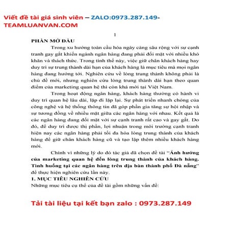 Ảnh Hưởng Của Marketing Quan Hệ Đến Lòng Trung Thành Của Khách Hàng.Tình Huốn...