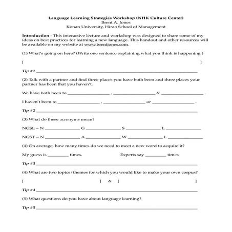 Building English Language Skills - Handout | PDF