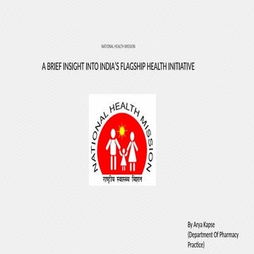National Health Mission (NHM) of India-Social Pharmacy Chapter 1 Part | PDF