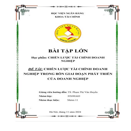 bài tập lớn chiến lược tài chính doanh nghiệp