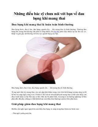 Những điều chưa biết về đau bụng khi mang thai Những điều chưa biết về đau bụng khi mang thai