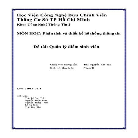 Phân Tích Thiết Kế Hệ Thống Thông Tin -  Quản Lý Điểm