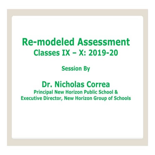 Remodeled Assessment: Class IX & X: 2019 - 20