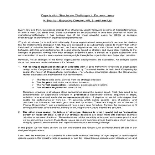 Nhrd Article  Organisation Structures In Dynamic Times