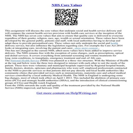 Nhs Essay Example
