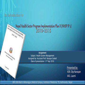 Nepal Health Sector Program Implementation Plan II (NHSP-IP2)