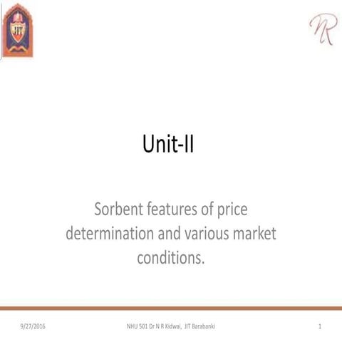 Price determinants of various market structures