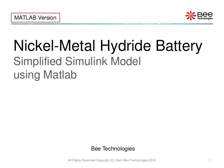 NickelMetal Hydride Battery Simplified Simulink Model using MATLAB
