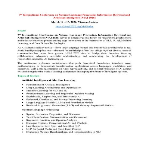 AI & NLP Conference 2026 – Call for Papers | PDF