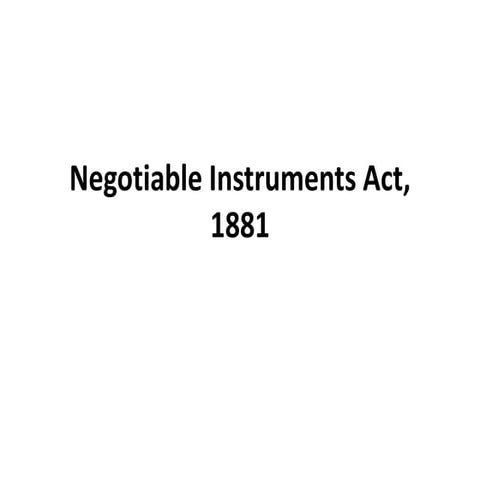 Negotiable Instruments Act, 1881