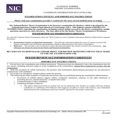 Nic barber theory examination content sb outline | PDF