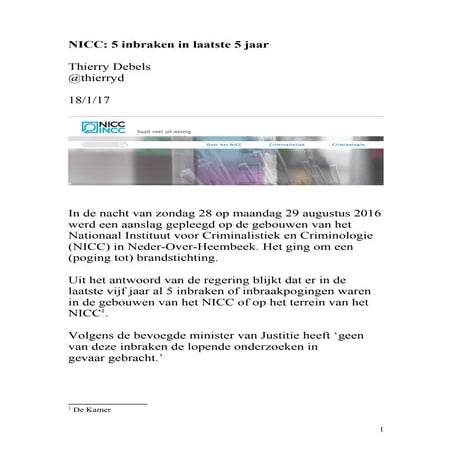 NICC: 5 inbraken in laatste 5 jaar