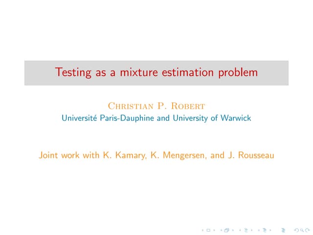 testing as a mixture estimation problem