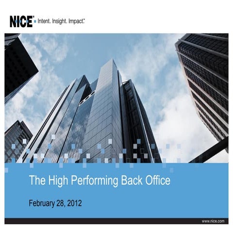 Webinar: Back Office: February 28, 2012