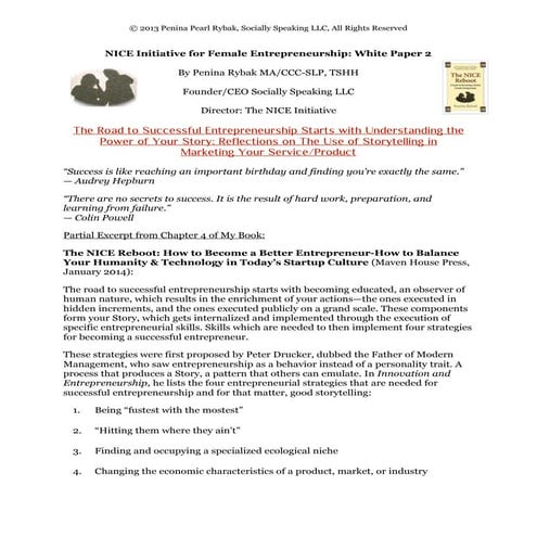 NICE Initiative Whitepaper 2 -Reflections on Storytelling by Penina Rybak 