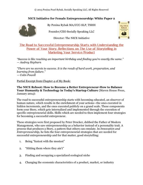 NICE Initiative Whitepaper 2 -Reflections on Storytelling by Penina Rybak 