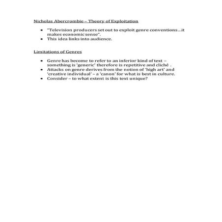 Nicholas abercrombie and Limitation of genre theory