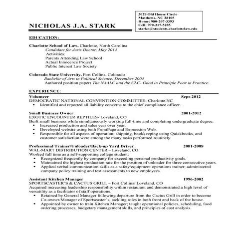 Shane's resume | DOC