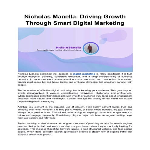 Nicholas Manella: Driving Growth Through Smart Digital Marketing | PDF