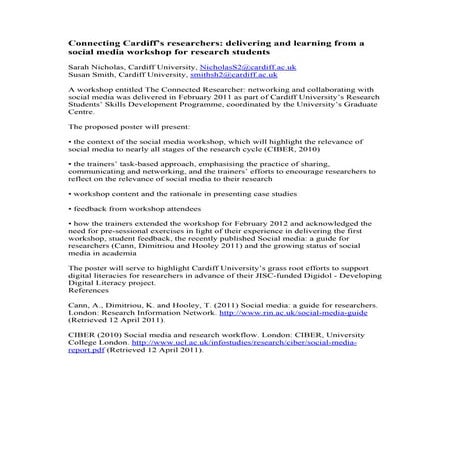 Nicholas & Smith - Connecting Cardiff's Researchers: delivering and learning ...
