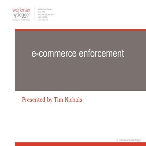 E-Commerce Enforcement- Tim Nichols