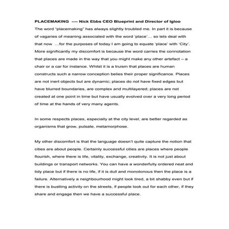 Nick Ebbs: Placemaking