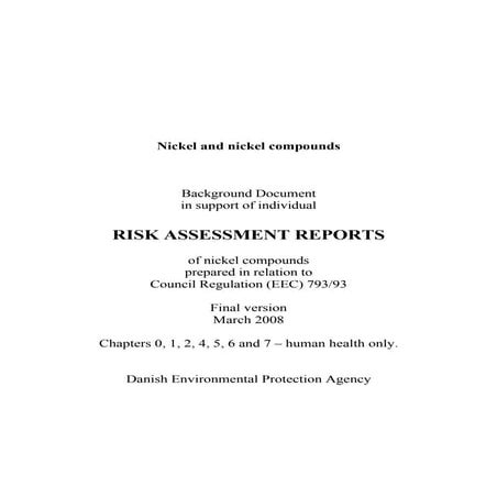 Nickel Background EU Risk Assessment Report March 2008 Final Draft | PDF