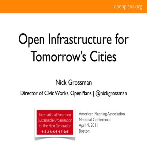 Open Infrastructure for Tomorrow’s Cities