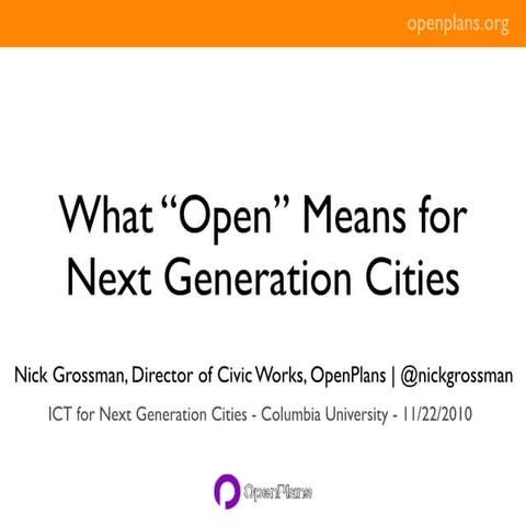 What "Open" Means for Next Generation Cities