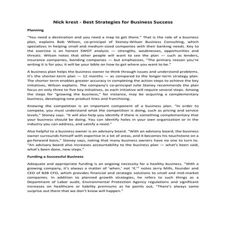 Nick krest -  best strategies for business success