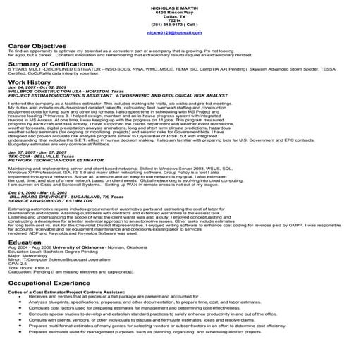 Nick Martin   Resume Estimator