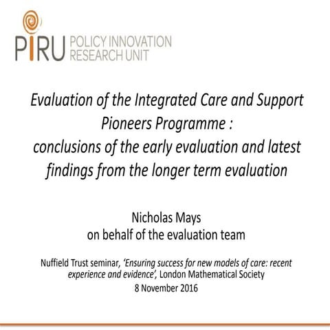 Evaluation of the Integrated Care and Support Pioneers Programme