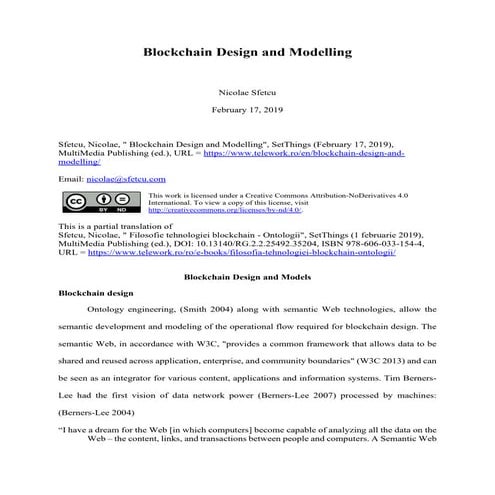 Blockchain Design and Modelling