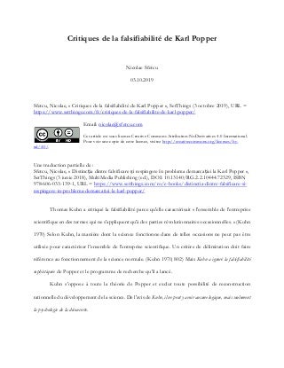 Critiques de la falsifiabilité de Karl Popper