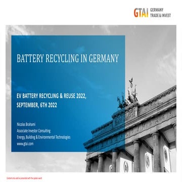 BATTERY RECYCLING IN GERMANY – STATUS QUO AND CURRENT DEVELOPMENTS