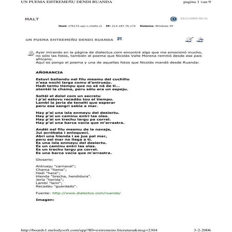 Nicolas Valle Morena. Poema desde Ruanda.