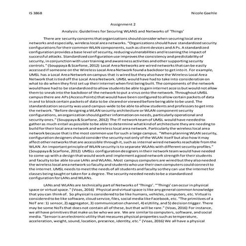 Analysis: Guidelines for Securing WLANS and Networks of ‘Things’